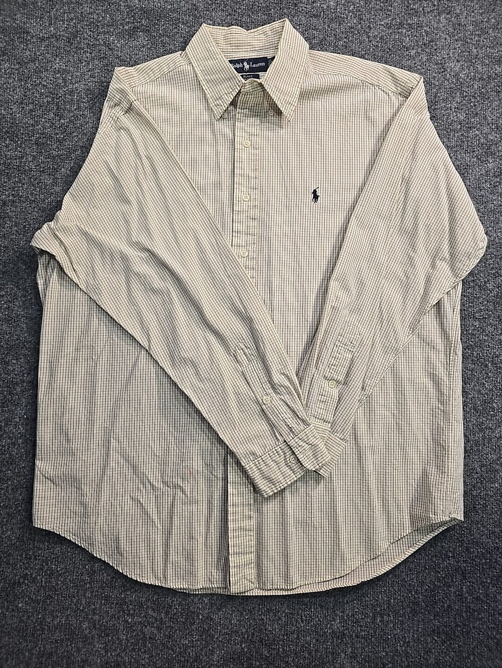 Ralph Lauren Men's L Blake Classic Fit Yellow Pinstripe Button Down Dress Shirt